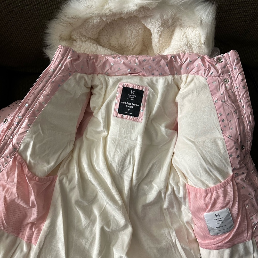 Pink Star Patterned Puffer Jacket - Picture 4 of 4